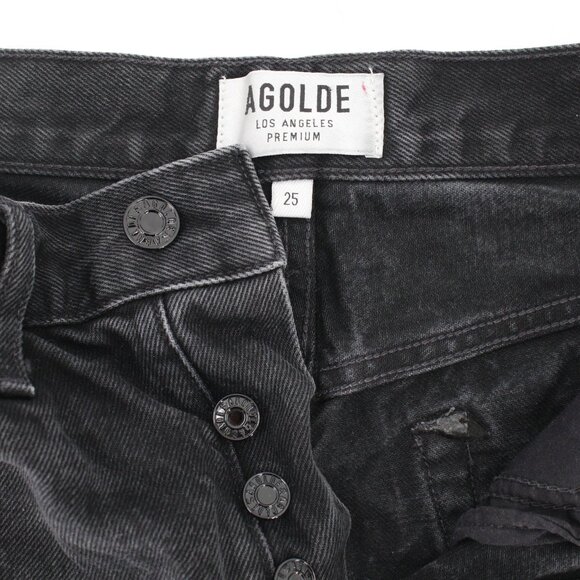 Agolde Shorts Womens 25 Parker Cut Off High Rise Denim Zero distressed frayed - Picture 7 of 9